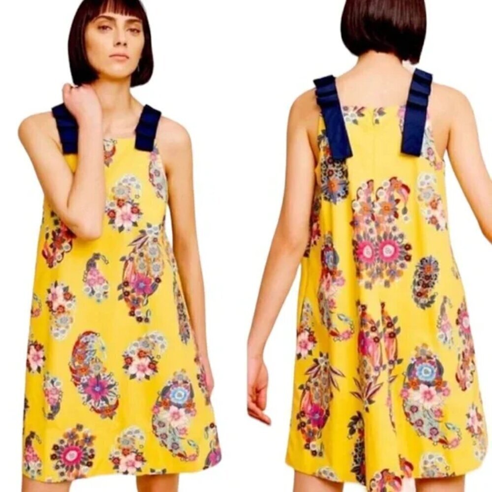 MAEVE Anthropologie Sunniva Yellow Floral Sleeveless Circle Dress